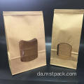 Flad bundpose/papirpose med vindue til brød